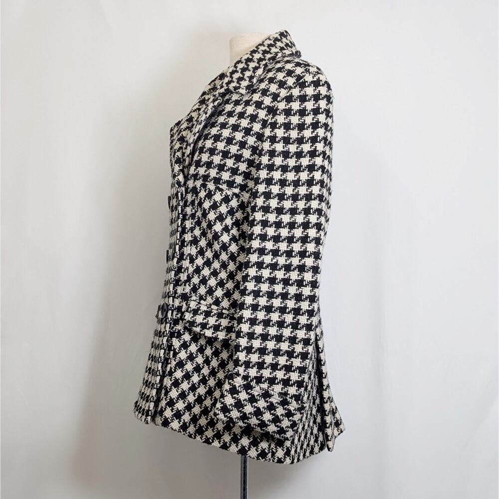 Mackintosh New England Coat Women's Size 14 Black White Houndstooth Swing - Picture 4 of 7